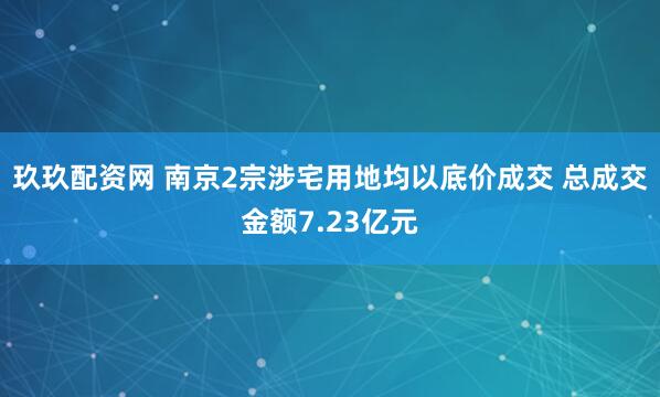玖玖配资网 南京2宗涉宅用地均以底价成交 总成交金额7.23亿元