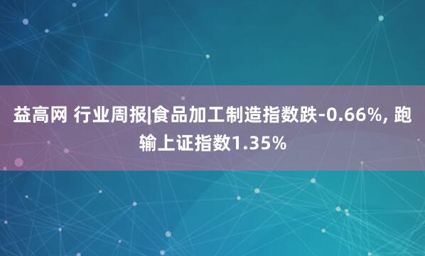 益高网 行业周报|食品加工制造指数跌-0.66%, 跑输上证指数1.35%