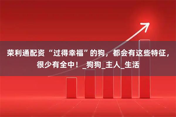 荣利通配资 “过得幸福”的狗，都会有这些特征，很少有全中！_狗狗_主人_生活